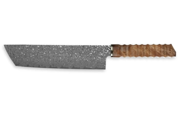 Image of Xin Cutlery Japanese Style Nakiri Maple Knife, 13in Overall, 8in Acid Etched Damascus Steel Blade, Sculpted Maple Handle, XC128