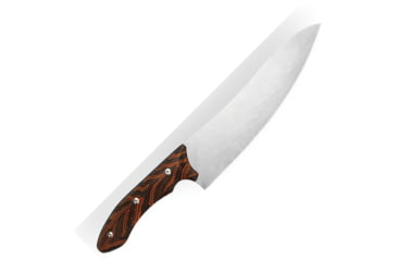 Image of Xin Cutlery Tactical Style SW Chef's Knife, 14.25in Overall, 8in Stonewash Powder Alloy Steel Blade, Black/Orange G10 Handle, Leather Sheath, XC144