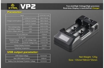Image of XTAR VP2 Full Set,Precision Display Charger for 3.6V/4.2V/4.35V Lion Batteries XTAR-VP2