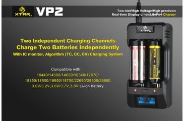 Image of XTAR VP2 Full Set,Precision Display Charger for 3.6V/4.2V/4.35V Lion Batteries XTAR-VP2