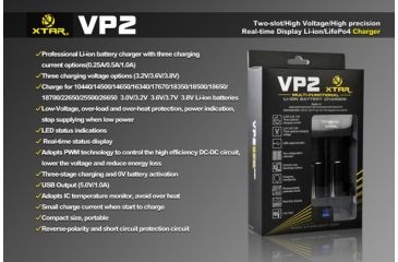 Image of XTAR VP2 Full Set,Precision Display Charger for 3.6V/4.2V/4.35V Lion Batteries XTAR-VP2