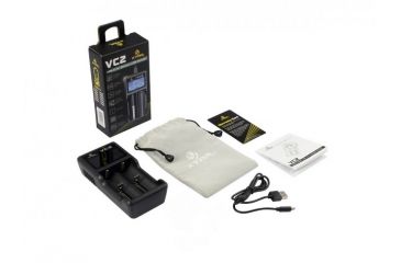 Image of XTAR VC2 2-Bay Smart Battery Charger with LCD Digital Display, Black XTAR-VC2
