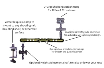 Image of XtraArm Quick Clamp Shooting Rest w/ U-Grip, Black, XTRA-QCSRU