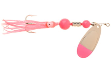 Image of Yakima Bait Flash Glo UV Squid Casting Spinner, 3 1/2in Nickel Pink Tip with Pink Squid, 1125U-NPK