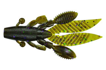 Image of Yamamoto Baits Flappin Hog Creature Bait, 3.75in, 7pk, Green Pumpkin with Large Green &amp; Large Purple, FH-07-301