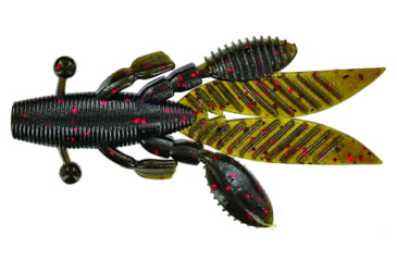 Image of Yamamoto Baits Flappin Hog Creature Bait, 3.75in, 7pk, Green Pumpkin with Large Red, FH-07-318