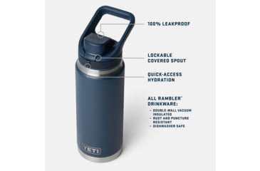 Image of Yeti Rambler 26 oz Water Bottle w/ Flip Chug Cap, Olive/King Crab Orange, 21071508519