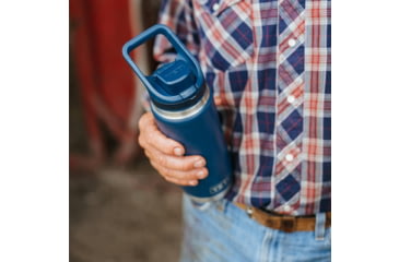 Image of Yeti Rambler 26 oz Water Bottle w/ Flip Chug Cap, Olive/King Crab Orange, 21071508519