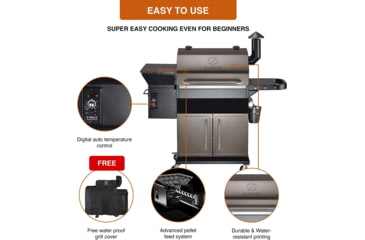 Image of Z Grills 1000D 8in1 Wood Pellet Grill - Smoker, Bronze/Black, Large, ZPG-1000D