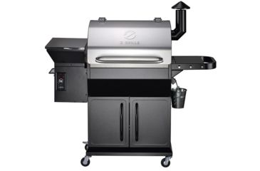 Image of Z Grills 1000E 8-in-1 Wood Pellet Grill, BBQ &amp; Smoker, Black/Silver, 54x25x53in, ZPG-1000E