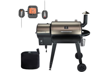 Image of Z Grills 7-in-1 Wood Pellet Grill &amp; Smoker w/ Wireless Meat Probe Thermometer, Brown/Black, Medium, ZPG-450APRO