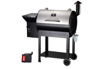 Image of Z Grills 7002E 8-in-1 Wood Pellet Grill, BBQ &amp; Smoker, Black/Silver, 48x22x51, ZPG-7002E