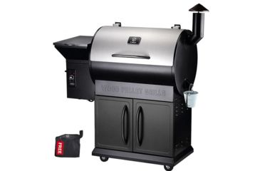 Image of Z Grills 700E 8-in-1 Wood Pellet Grill, BBQ &amp; Smoker, Black/Silver, ZPG-700E