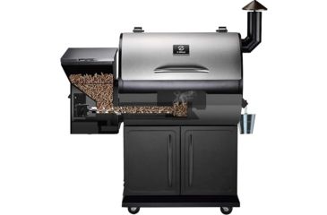 Image of Z Grills 700E 8-in-1 Wood Pellet Grill, BBQ &amp; Smoker, Black/Silver, ZPG-700E