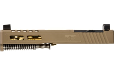 Image of Zaffiri Precision ZPS2 Glock 19 Gen 5 Complete Pistol Slide, PVD, Flat Dark Earth/Gold, G19G5-ZPS2-RMR-FDE-FC-GLD