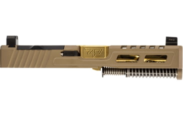 Image of Zaffiri Precision ZPS2 Glock 19 Gen 5 Complete Pistol Slide, PVD, Flat Dark Earth/Gold, G19G5-ZPS2-RMR-FDE-FC-GLD