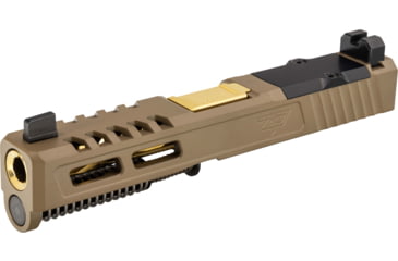Image of Zaffiri Precision ZPS2 Glock 19 Gen 5 Complete Pistol Slide, PVD, Flat Dark Earth/Gold, G19G5-ZPS2-RMR-FDE-FC-GLD