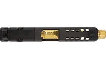 Image of Zaffiri Precision ZPS2 Glock 19 Gen 5 Threaded Complete Pistol Slide, PVD, Black/Gold, G19G5-ZPS2-RMR-BLK-TH-GLD