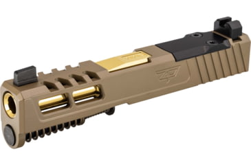 Image of Zaffiri Precision ZPS2 Glock 43X Complete Pistol Slide, PVD, Flat Dark Earth/Gold, G43-ZPS2-RMSc-FDE-FC-GLD
