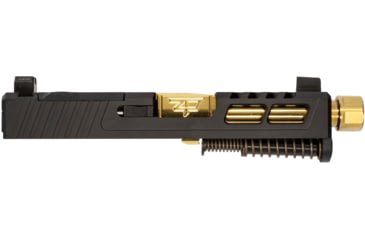 Image of Zaffiri Precision ZPS2 Glock 43X Threaded Complete Pistol Slide, PVD, Black/Gold, G43-ZPS2-RMSc-BLK-TH-GLD