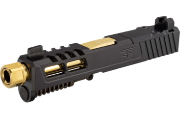 Image of Zaffiri Precision ZPS2 Glock 43X Threaded Complete Pistol Slide, PVD, Black/Gold, G43-ZPS2-RMSc-BLK-TH-GLD