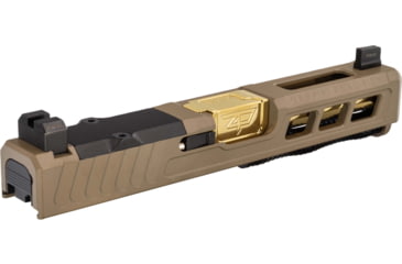 Image of Zaffiri Precision ZPS3 Ported Glock 19 Gen 3 Complete Pistol Slide, PVD, Flat Dark Earth/Gold, G19G3-ZPS3-RMR-FDE-TP-GLD