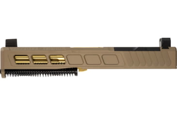 Image of Zaffiri Precision ZPS3 Ported Glock 19 Gen 3 Complete Pistol Slide, PVD, Flat Dark Earth/Gold, G19G3-ZPS3-RMR-FDE-TP-GLD