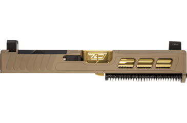 Image of Zaffiri Precision ZPS3 Ported Glock 19 Gen 3 Complete Pistol Slide, PVD, Flat Dark Earth/Gold, G19G3-ZPS3-RMR-FDE-TP-GLD