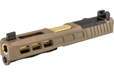 Image of Zaffiri Precision ZPS3 Ported Glock 19 Gen 3 Complete Pistol Slide, PVD, Flat Dark Earth/Gold, G19G3-ZPS3-RMR-FDE-TP-GLD
