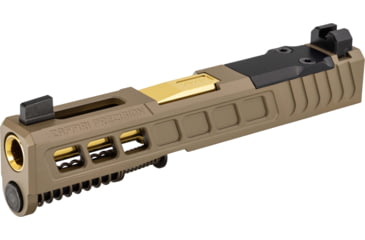Image of Zaffiri Precision ZPS3 Ported Glock 43X Complete Pistol Slide, PVD, Flat Dark Earth/Gold, G43-ZPS3-RMSc-FDE-TP-GLD