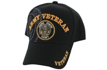 Image of Zan Headgear 3-D Embroidered Black Cap Army Veteran CPA111