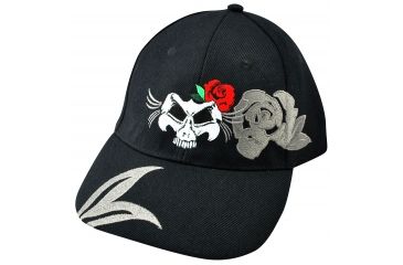 Image of Zan Headgear 3-D Embroidered Black Cap Lady Skull CPA135