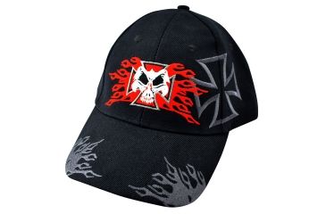 Image of Zan Headgear 3-D Embroidered Black Cap Maltese Flames CPA134