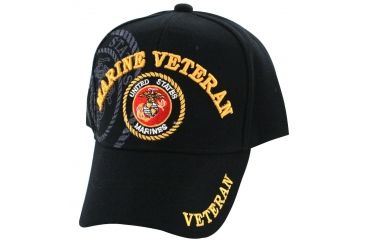 Image of Zan Headgear 3-D Embroidered Black Cap Marine Veteran CPA109