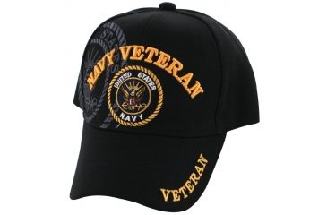 Image of Zan Headgear 3-D Embroidered Black Cap Navy Veteran CPA110