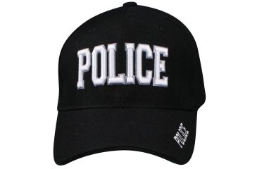 Image of Zan Headgear 3-D Embroidered Black Cap Police White CPA005