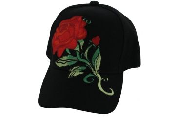 Image of Zan Headgear 3-D Embroidered Black Cap Rose CPA129