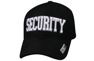 Image of Zan Headgear 3-D Embroidered Black Cap Security White CPA003
