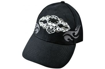 Image of Zan Headgear 3-D Embroidered Black Cap Tribal Skull CPA133