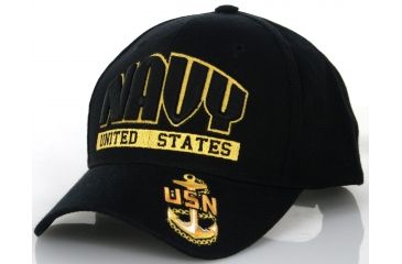 Image of Zan Headgear 3-D Embroidered Black Cap US Navy CPA022