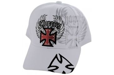 Image of Zan Headgear 3-D Embroidered White Cap Chopper CPA128