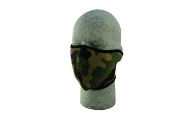 Image of Zan Headgear Neoprene Half Face Mask Woodland Camo WNFM118H
