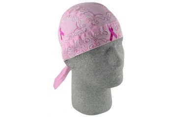 Image of Zan Headgear Pink Ribbon Breast Cancer Pink Ribbon Paisley Flydanna ZBC05