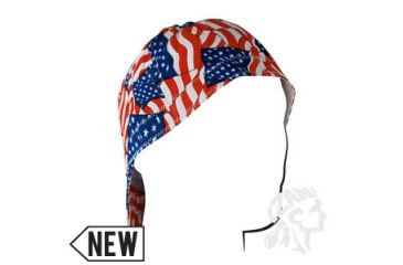 Image of Zan Headgear Welders Cap, Cotton, Wavy American Flag, Size 7.5 CPW265L