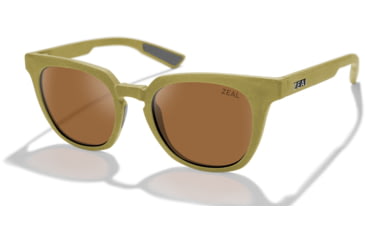 Image of Zeal Optics Calistoga Recycled Plastics and Plant-Based Cat-Eye Polarized Sunglasses, Lichen/Copper, Medium, 12026