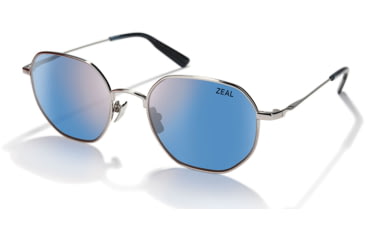 Image of Zeal Optics Easterly Eco-Friendly Stainless Steel Aviator Polarized Sunglasses, Silver/Horizon Blue, Medium, 12014