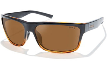 Image of Zeal Optics Rampart Plant-Based Square Wrap Polarized Sunglasses, Gloss Torched Woodgrain/Copper, Medium, 11744