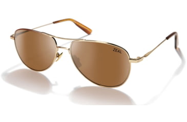 Image of Zeal Optics Shipstern Eco-Friendly Stainless Steel Aviator Polarized Sunglasses, Gold/Copper, Medium, 12010