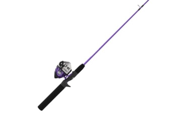 Image of Zebco 202 ZeeBee Spincast Reel and Rod Combo, 5ft 6in Rod, Med-Light, Mod-Fast, SZ 30 Reel, RH Retrieve, 29-PC Eagle Claw Tackle Kit, Purple, 202ZB2EC562ML.FB4