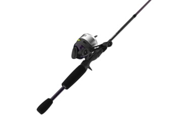 Image of Zebco 33 Custom-Z Spincast Reel and Rod Combo, 6ft 6in 2-PC Telescopic Rod, Medium, Fast, SZ 30 Reel, 4.1-1 Ratio, 2-PC Strike King Tackle Kit, Silver/Purple, 33CZ2SK662M.FB4